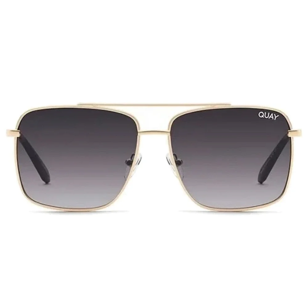 Quay Australia Hot Take Navigator Sunglasses Gold Smoke 59mm